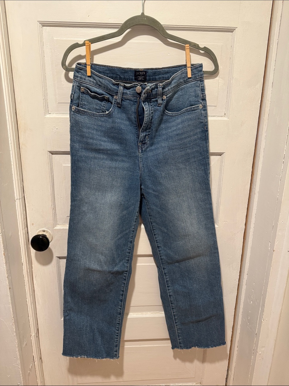 J. Crew High-Rise Straight Crop Jeans in Blue Denim